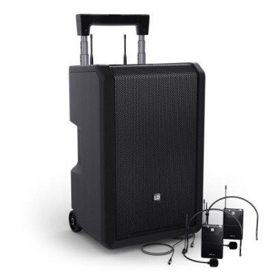 10" Portable battery-powered Bluetooth® PA System with mixer and 2x headset microphones (incl. bodypacks)