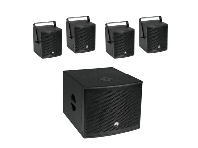 OMNITRONIC Set MOLLY-12A Subwoofer active + 4x MOLLY-6 Top 8 Ohm, black