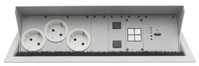 Desktop connection panel set PLUS 3 | RAL 9006 Weißaluminium (Silber) | 30 m | 5 m