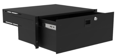 4HE lade HD, alu, 387mm diep, - zwart - prijs per 1 stuk - 4U drawer HD, aluminum, 387mm deep, - black - price per piece