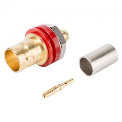 HICON BNC 3G-SDI crimp-female connector 0.6/3.7, ground isolated, thread 1/2", gold