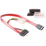 Micro SATA(6+7) female - SATA(7) female + 5,25 inch  male (4 pins), Length: 0,30