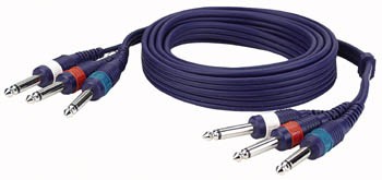 3 Mono Jack/3 Mono Jack 1,5mtr Line/Instrumentcable