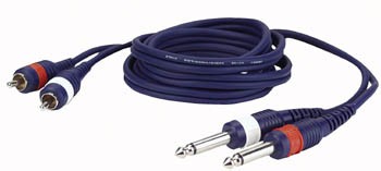 2 Mono Jack to 2 RCA 1,5mtr Line/Instrumentcable