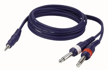 Stereo Mini Jack/2 Jack 3 mtr Line/Instrumentcable