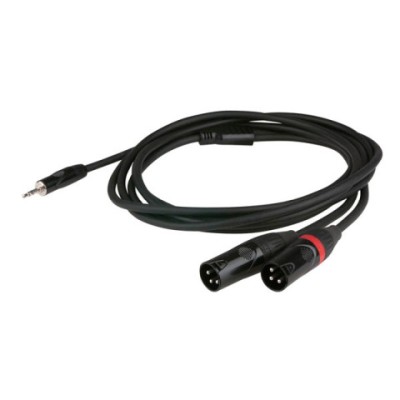 Stereo 3,5mm jack > 2x XLR-M 1,5m recessed jack body