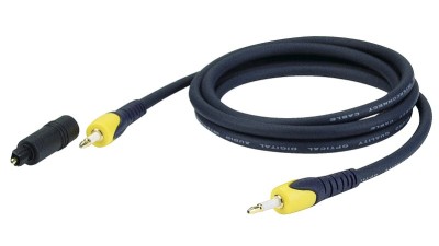 Opticalcable 3 mtr Miniplug incl. 2 Toslink adapters