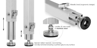 50 x 50 mm TELESCOPIC LEG WITH LEVELLER TO ADJUST THE PLATFORM HEIGHT FROM 700 T