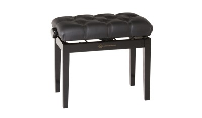 Piano bench with quilted seat  cushion Bench black glossy finish, seat black imi