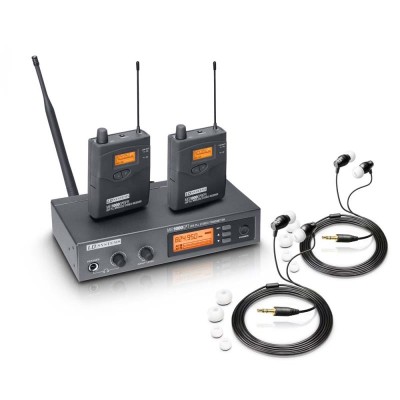 Wireless In-Ear Monitoring System with 2 x Belt Pack and 2 x In-Ear Headset