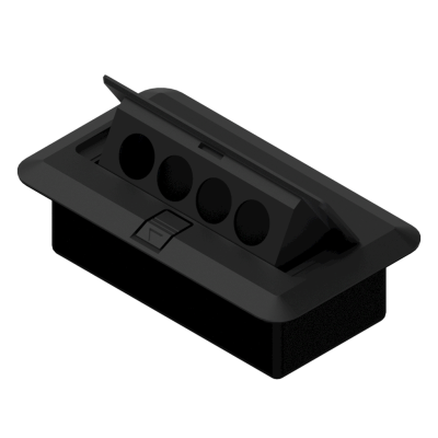 FLOOR CONNECTION BOX - 4 D-SIZE CONNECTORS/BLACK