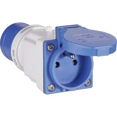 Adapter CEE 230V 16A male/schuko F blue