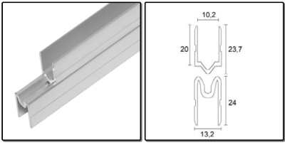 sluitprofiel female 10.2mm, - zwart - prijs per 1 meter - closing profile female 10.2mm, - black - price per meter