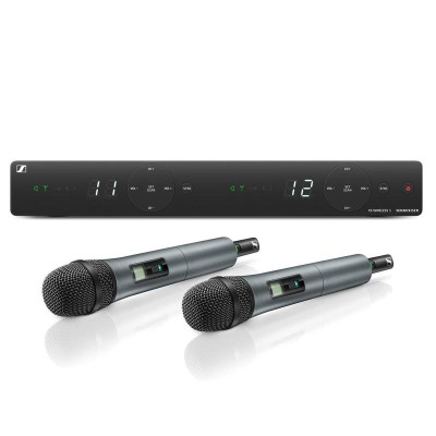 Wireless dual vocal set. Includes SKM 825-XSW handheld transmitters, mute switch