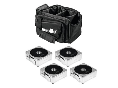 EUROLITE Set 4x AKKU IP Flat Light 1 chrome + Soft-Bag