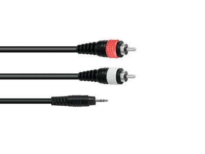 OMNITRONIC Adaptercable 3,5 Jack/2xRCA 1,5m bk