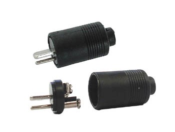 2P DIN PLUG MALE, BLACK, SCREW CONNECTION