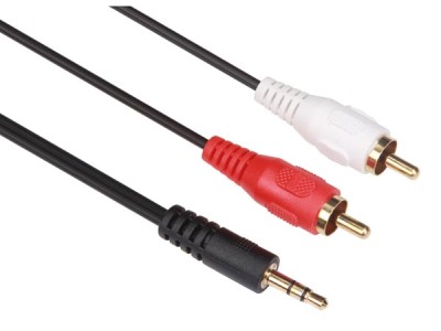 STEREOPLUG 3,5 mm NAAR 2 x RCA AUDIOPLUG / BASIS / 2,5 m / VERGULD