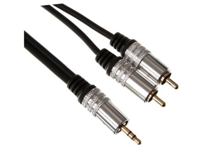 3,5 mm STEREOPLUG NAAR 2 x RCA AUDIOPLUG / STANDAARD / 1,5 m / VERGULD